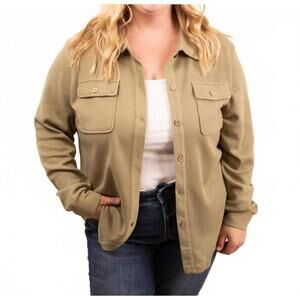 NEW MICHELLE MAE timeless threads thermal button up shirt in light olive